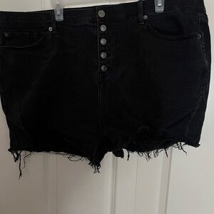 Torrid Black Distressed Denim Shorts 22